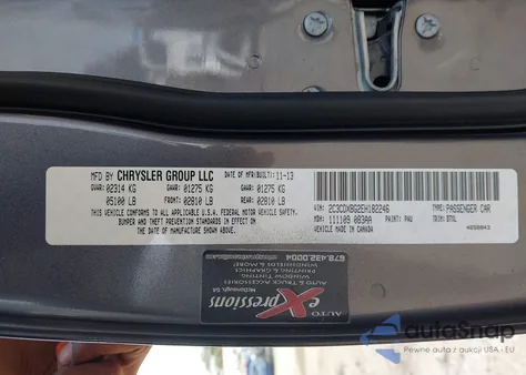 2014 Dodge Charger Se z USA, uszkodzony, nr VIN 2C3CDXBG2EH182246